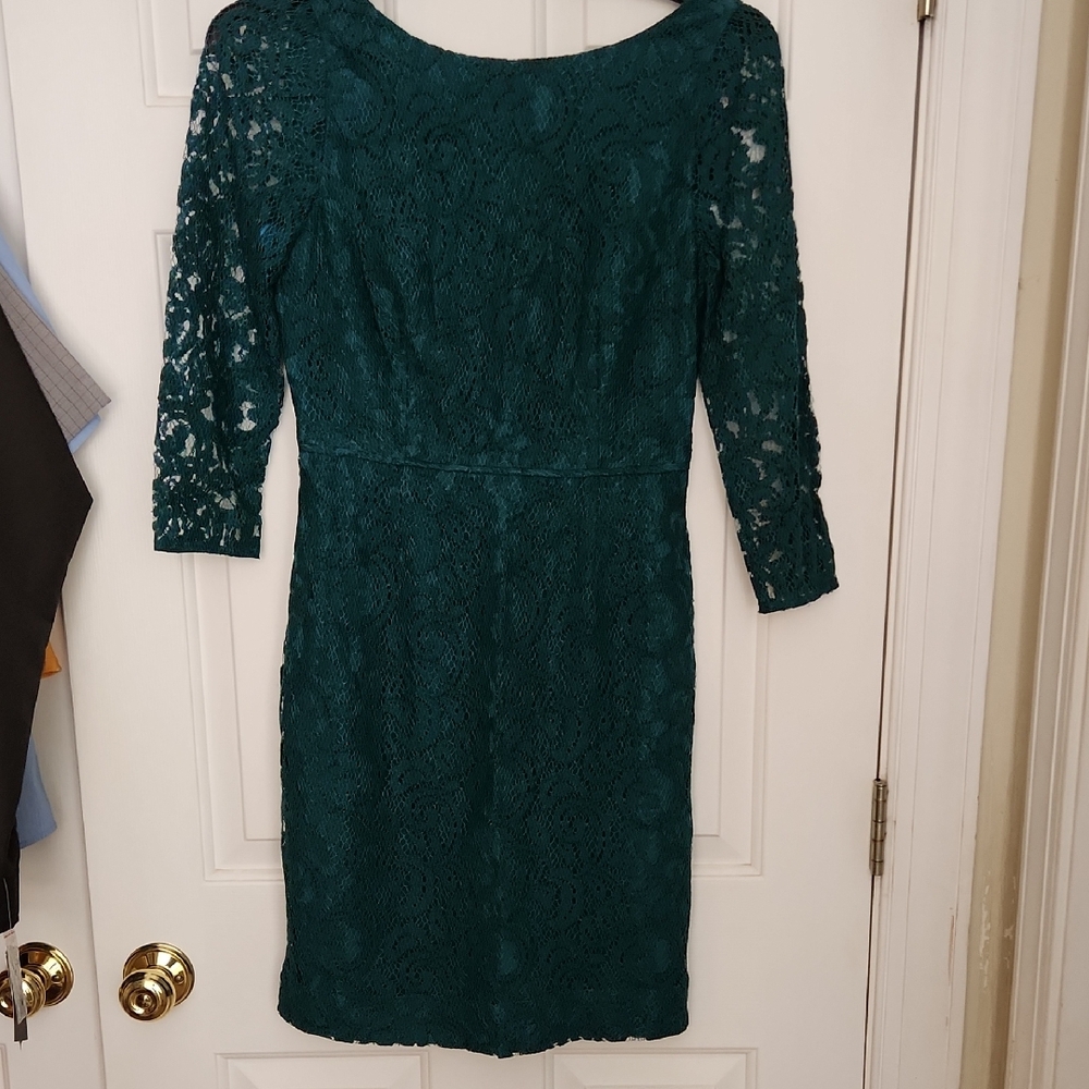 J. Crew Dark Green Lace Long Sleeve Dress